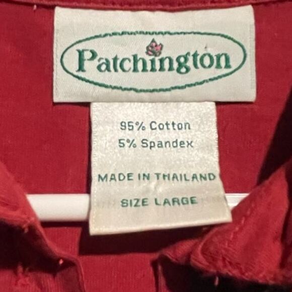 Patchington Women S Blouse Jacket Red Cotton Stretch Intricate Arsty Button EUC - Picture 5 of 7